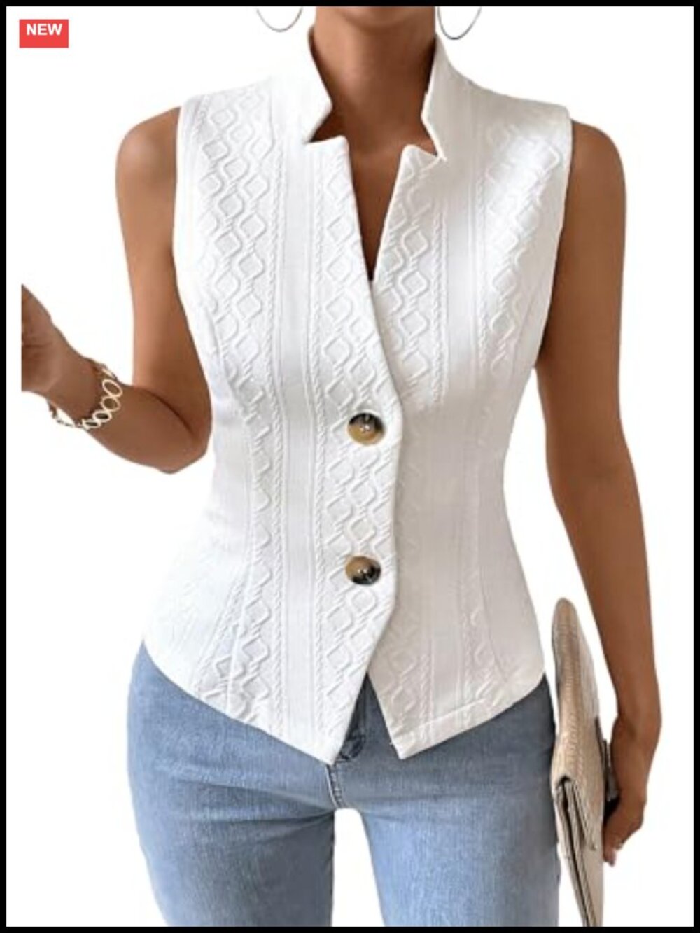 Sleeveless Knit Sweater Vest Slimming Stretchy Dressy Casual Office Top
